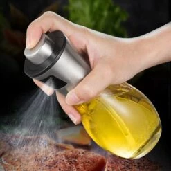 TINOR Vaporisateur D'huile, Pulvérisateur D'huile D'olive 200 Ml Avec Distributeur En Acier Inoxydable étanche, Bouteille D'huile En Verre Pour Barbecue/cuisine/salade [Classe énergétique A+++]