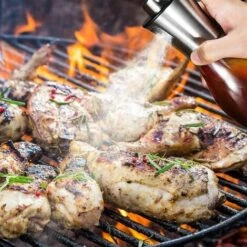 TINOR Vaporisateur D'huile, Pulvérisateur D'huile D'olive 200 Ml Avec Distributeur En Acier Inoxydable étanche, Bouteille D'huile En Verre Pour Barbecue/cuisine/salade [Classe énergétique A+++] -Accessoires de barbecue Soldes 53663954 5