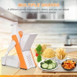 ASUPERMALL Coupe-Légumes Sûr Pour La Cuisine Mandoline De Légumes Réglable Chopper Pour Pommes De Terre Oignon Concombre Carotte Avec Brosse De Nettoyage De Récipient, Orange - Orange 9 ASUPERMALL Coupe-Légumes Sûr Pour La Cuisine Mandoline De Légumes Réglable Chopper Pour Pommes De Terre Oignon Concombre Carotte Avec Brosse De Nettoyage De Récipient, Orange - Orange -Accessoires de barbecue Soldes 53859037 5