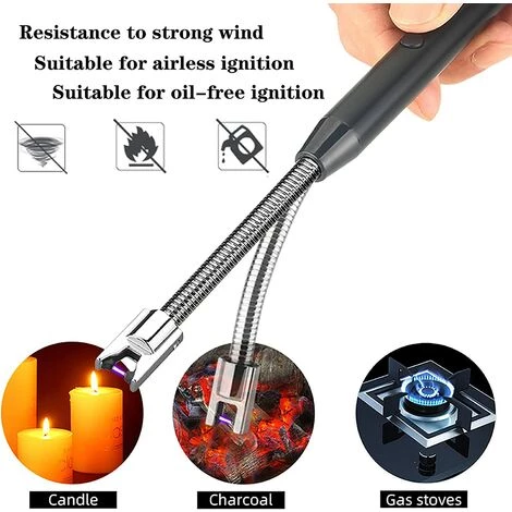 DECKON Allume Bougie Electrique, USB Rechargeable Briquet Electrique Briquet Arc Électronique Avec Flexible 360º Coupe-Vent Noir D'affaires 2 DECKON Allume Bougie Electrique, USB Rechargeable Briquet Electrique Briquet Arc Électronique Avec Flexible 360º Coupe-Vent Noir D'affaires – Image 2