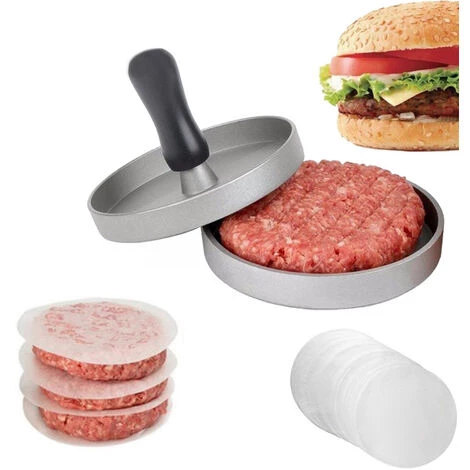 REGALOS Presse à Burger Antiadhésive En Aluminium Avec 40 Disques De Cire, Moule à Steak De Viande Avec Sécurité Alimentaire Pour Hamburgers Et Barbecue 1 REGALOS Presse à Burger Antiadhésive En Aluminium Avec 40 Disques De Cire, Moule à Steak De Viande Avec Sécurité Alimentaire Pour Hamburgers Et Barbecue