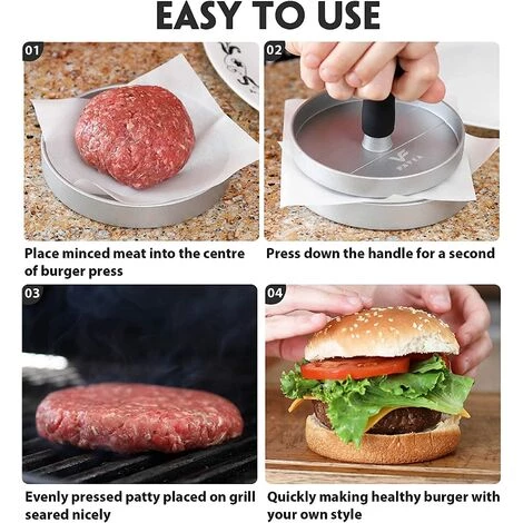 REGALOS Presse à Burger Antiadhésive En Aluminium Avec 40 Disques De Cire, Moule à Steak De Viande Avec Sécurité Alimentaire Pour Hamburgers Et Barbecue 4 REGALOS Presse à Burger Antiadhésive En Aluminium Avec 40 Disques De Cire, Moule à Steak De Viande Avec Sécurité Alimentaire Pour Hamburgers Et Barbecue – Image 4