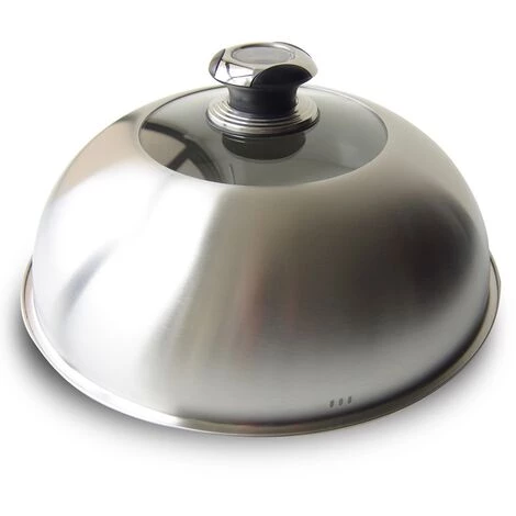 Le Marquier Cloche De Cuisson Vitrée En Inox - à Poignée Avec Thermomètre Intégré - Ø 31,5 Cm 1 Le Marquier Cloche De Cuisson Vitrée En Inox - à Poignée Avec Thermomètre Intégré - Ø 31,5 Cm