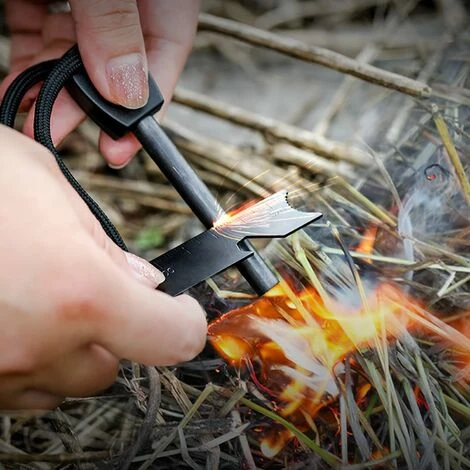 Kartokner Pierre à Feu De Survie,Allume Feu Avec Grattoir, Waterproof, 10,000 Etincelles à 3,000 Degrés, Barre 8 Mm, Fire Steel En Magnesium - Fire Starter,Lanière De Cou,Grattoir Multi-Outils(2 Pièces) 2 Kartokner Pierre à Feu De Survie,Allume Feu Avec Grattoir, Waterproof, 10,000 Etincelles à 3,000 Degrés, Barre 8 Mm, Fire Steel En Magnesium - Fire Starter,Lanière De Cou,Grattoir Multi-Outils(2 Pièces) – Image 2