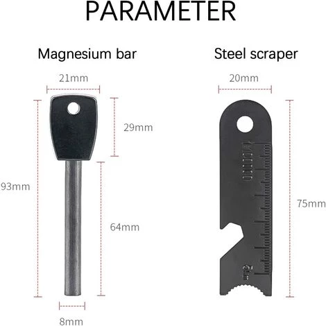 Kartokner Pierre à Feu De Survie,Allume Feu Avec Grattoir, Waterproof, 10,000 Etincelles à 3,000 Degrés, Barre 8 Mm, Fire Steel En Magnesium - Fire Starter,Lanière De Cou,Grattoir Multi-Outils(2 Pièces) 4 Kartokner Pierre à Feu De Survie,Allume Feu Avec Grattoir, Waterproof, 10,000 Etincelles à 3,000 Degrés, Barre 8 Mm, Fire Steel En Magnesium - Fire Starter,Lanière De Cou,Grattoir Multi-Outils(2 Pièces) – Image 4