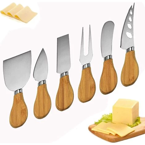 KARTOKNER Ensemble De 6 Couteaux à Fromage En Acier Inoxydable Et Spatule Pour Fourchette à Fromage Avec Manche En Bambou Pour Cuisiner Dans La Cuisine (Ensemble De Six Pièces En Chêne) 1 KARTOKNER Ensemble De 6 Couteaux à Fromage En Acier Inoxydable Et Spatule Pour Fourchette à Fromage Avec Manche En Bambou Pour Cuisiner Dans La Cuisine (Ensemble De Six Pièces En Chêne)