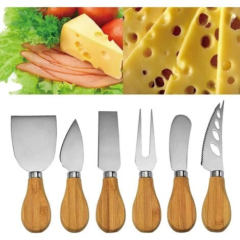 KARTOKNER Ensemble De 6 Couteaux à Fromage En Acier Inoxydable Et Spatule Pour Fourchette à Fromage Avec Manche En Bambou Pour Cuisiner Dans La Cuisine (Ensemble De Six Pièces En Chêne) 2 KARTOKNER Ensemble De 6 Couteaux à Fromage En Acier Inoxydable Et Spatule Pour Fourchette à Fromage Avec Manche En Bambou Pour Cuisiner Dans La Cuisine (Ensemble De Six Pièces En Chêne) – Image 2