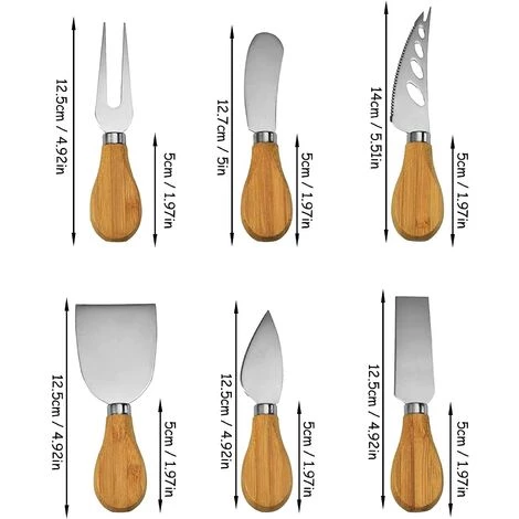 KARTOKNER Ensemble De 6 Couteaux à Fromage En Acier Inoxydable Et Spatule Pour Fourchette à Fromage Avec Manche En Bambou Pour Cuisiner Dans La Cuisine (Ensemble De Six Pièces En Chêne) 3 KARTOKNER Ensemble De 6 Couteaux à Fromage En Acier Inoxydable Et Spatule Pour Fourchette à Fromage Avec Manche En Bambou Pour Cuisiner Dans La Cuisine (Ensemble De Six Pièces En Chêne) – Image 3