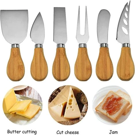 KARTOKNER Ensemble De 6 Couteaux à Fromage En Acier Inoxydable Et Spatule Pour Fourchette à Fromage Avec Manche En Bambou Pour Cuisiner Dans La Cuisine (Ensemble De Six Pièces En Chêne) 5 KARTOKNER Ensemble De 6 Couteaux à Fromage En Acier Inoxydable Et Spatule Pour Fourchette à Fromage Avec Manche En Bambou Pour Cuisiner Dans La Cuisine (Ensemble De Six Pièces En Chêne) – Image 5