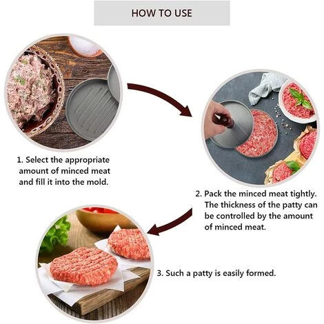 DECKON Presse à Hamburger, Presse à Hamburger De Cuisine à Viande Hachée, Manche En Bois, Presse à Hamburger Antiadhésive En Aluminium Pour Steak, Boulettes De Viande à Hamburger (12 Cm De Diamètre) 3 DECKON Presse à Hamburger, Presse à Hamburger De Cuisine à Viande Hachée, Manche En Bois, Presse à Hamburger Antiadhésive En Aluminium Pour Steak, Boulettes De Viande à Hamburger (12 Cm De Diamètre) – Image 3