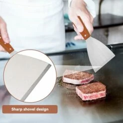 TINOR Spatule Pour Plancha, Spatule Crepe Palette à Gril En Inox Spatule à Barbecue Racloir/spatule à Griller Pour Griller La Viande Teppanyaki Grillades Burger Et Nettoyer La Plaque Du Barbecue Steak -Accessoires de barbecue Soldes 54497360 4