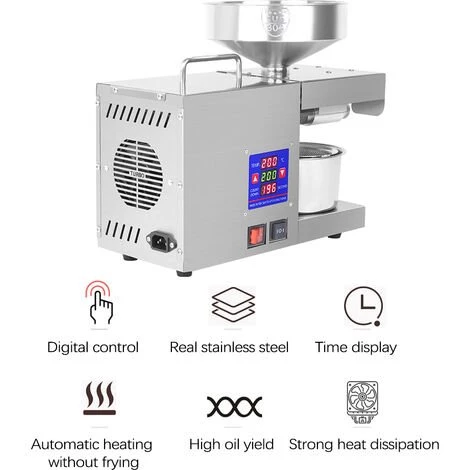 SUPERSELLER LTP333 610W Presse à Huile Commerciale Intelligente De Cuisine Ménager En Acier Inoxydable Avec Affichage Numérique 0~300℃ Contrôle De La Température Grand Port D'Alimentation 38mm Convient Au Soja Cacahuète Colza Olive Lin - Argent - Argent 3 SUPERSELLER LTP333 610W Presse à Huile Commerciale Intelligente De Cuisine Ménager En Acier Inoxydable Avec Affichage Numérique 0~300℃ Contrôle De La Température Grand Port D'Alimentation 38mm Convient Au Soja Cacahuète Colza Olive Lin - Argent - Argent – Image 3