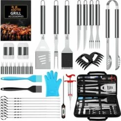 AISITIN Kit Barbecue 35 Pièces Ustensiles Barbecue Portables En Acier Inoxydable Pour Jardin Camping Barbecue Cadeau Homme