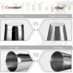 ZHUOXUAN Ensemble De Shaker à Cocktail, 13 Pièces De Shaker Boston En Acier Inoxydable, Avec Bocal à Shaker, Mélangeur à Mesurer, Cuillère, Verseur, Mélangeur, Passoire, Pince, Liège, Tire-bouchon, Support, Recette -Accessoires de barbecue Soldes 54912411 5