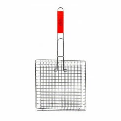 ELITE Grille De Barbecue Carrée Avec Manche - 46x22x22cm - Chrome/Inox