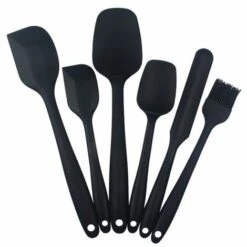 THSINDE Spatule Silicone De Cuisine Maryse Et Spatule Cuillère Et Patisserie , Ustensiles En Silicone, Résistant à La Chaleur De Anti-adhé, Outil De Cuisson Gateau Glacage (6, Noir)