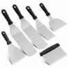 LEDMOMO Lot De 6 Cuisine Spatule En Acier Inoxydable Griller Spatule Gratter Crêpes Teppanyaki Cuisine Outil De Cuisson
