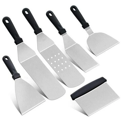 LEDMOMO Lot De 6 Cuisine Spatule En Acier Inoxydable Griller Spatule Gratter Crêpes Teppanyaki Cuisine Outil De Cuisson 1 LEDMOMO Lot De 6 Cuisine Spatule En Acier Inoxydable Griller Spatule Gratter Crêpes Teppanyaki Cuisine Outil De Cuisson
