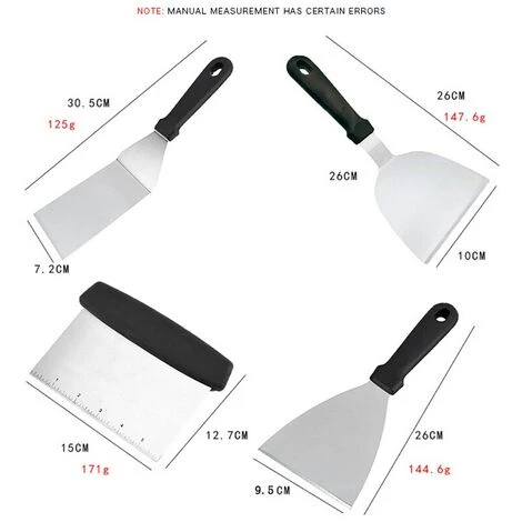 LEDMOMO Lot De 6 Cuisine Spatule En Acier Inoxydable Griller Spatule Gratter Crêpes Teppanyaki Cuisine Outil De Cuisson 2 LEDMOMO Lot De 6 Cuisine Spatule En Acier Inoxydable Griller Spatule Gratter Crêpes Teppanyaki Cuisine Outil De Cuisson – Image 2
