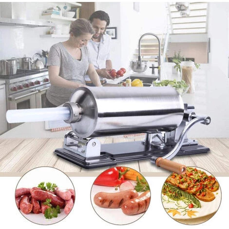 DYHF Poussoir à Saucisses Viande 3.6L Machine à Saucisse Remplissage De Saucisse En Acier Inoxydable - Argent 4 DYHF Poussoir à Saucisses Viande 3.6L Machine à Saucisse Remplissage De Saucisse En Acier Inoxydable - Argent – Image 4