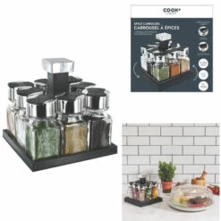 BOCAL CARROUSEL CARRE 8 POTS COUVERCLE PLASTIQUE