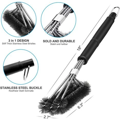AIDUCHO Brosse Barbecue, 3 En 1 Brosse Nettoyage Barbecue, Longue Poignée, Poils Acier Inoxydable Pour Nettoyer Rapidement & Efficacement Tous Les Grils 1 AIDUCHO Brosse Barbecue, 3 En 1 Brosse Nettoyage Barbecue, Longue Poignée, Poils Acier Inoxydable Pour Nettoyer Rapidement & Efficacement Tous Les Grils