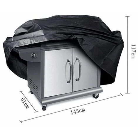 BEICHEN Housse Barbecue Housse De Protection Housse De BBQ Couverture De Gril De Cour De Tissu D'Oxford Imperméable 145x61x117cm Noir 4 BEICHEN Housse Barbecue Housse De Protection Housse De BBQ Couverture De Gril De Cour De Tissu D'Oxford Imperméable 145x61x117cm Noir – Image 4