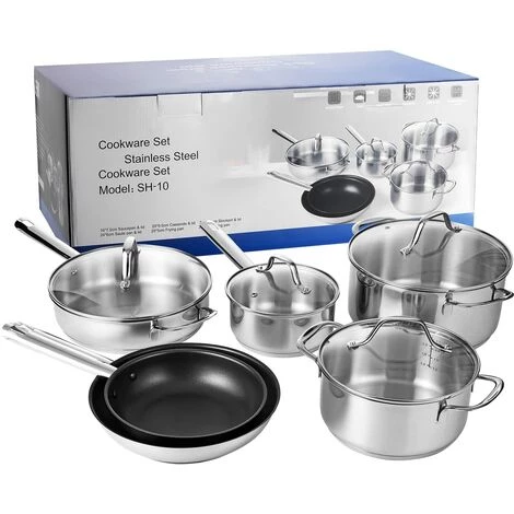 DECEN Batterie De Cuisine Induction 6 Pièces, Casseroles Pour Avec Couvercle En Verre Cromargan En Acier Inoxydable Poli Et Sans Revêtement, Résistant Au Lave-vaisselle 1 DECEN Batterie De Cuisine Induction 6 Pièces, Casseroles Pour Avec Couvercle En Verre Cromargan En Acier Inoxydable Poli Et Sans Revêtement, Résistant Au Lave-vaisselle