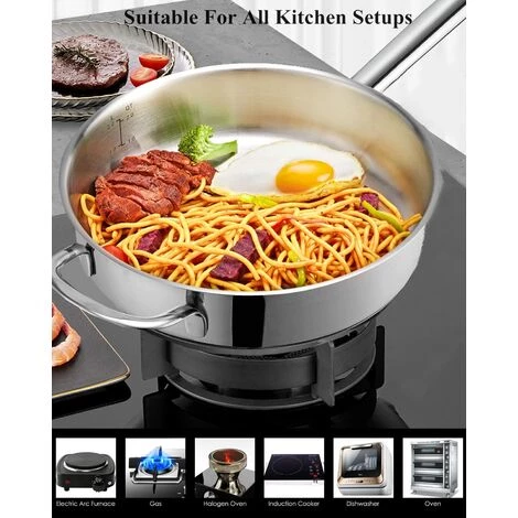 DECEN Batterie De Cuisine Induction 6 Pièces, Casseroles Pour Avec Couvercle En Verre Cromargan En Acier Inoxydable Poli Et Sans Revêtement, Résistant Au Lave-vaisselle 3 DECEN Batterie De Cuisine Induction 6 Pièces, Casseroles Pour Avec Couvercle En Verre Cromargan En Acier Inoxydable Poli Et Sans Revêtement, Résistant Au Lave-vaisselle – Image 3