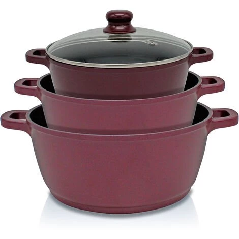 Callaway Bordeaux Batterie De Cuisine à Induction 8 Pièces En Fonte D'aluminium Antiadhésive Bordeaux - Bordeaux 2 Callaway Bordeaux Batterie De Cuisine à Induction 8 Pièces En Fonte D'aluminium Antiadhésive Bordeaux - Bordeaux – Image 2