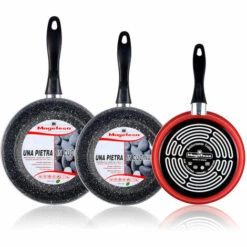 Magefesa K2 Roja Lot De 3 Poêles 20-24-28 Cm Induction, Antiadhésives PIERRE Rouge - Rouge