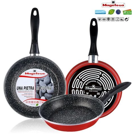 Magefesa K2 Roja Lot De 3 Poêles 20-24-28 Cm Induction, Antiadhésives PIERRE Rouge - Rouge 3 Magefesa K2 Roja Lot De 3 Poêles 20-24-28 Cm Induction, Antiadhésives PIERRE Rouge - Rouge – Image 3