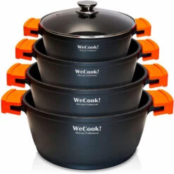 Wecook WCOK-CHEF4 Batterie De Cuisine à Induction 8 Pièces En Aluminium Anti-adhésif Sans PFOA Noir - Noir