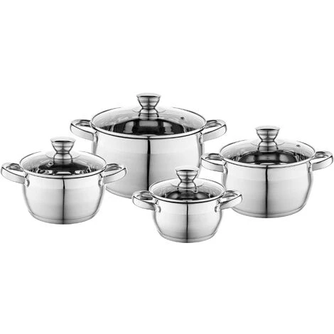 Florina Oliver Batterie De Cuisine Induction Acier Inoxydable 4 Pcs 4 Couvercles Verre Trempé Argent - Argent 1 Florina Oliver Batterie De Cuisine Induction Acier Inoxydable 4 Pcs 4 Couvercles Verre Trempé Argent - Argent