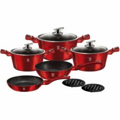 Berlinger Haus Burgundy Batterie De Cuisine à Induction 10 Pièces Aluminium Antiadhésif Sans PFOA Rouge - Rouge
