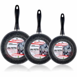 Magefesa K2 Gransasso Lot De 3 Poêles 18-20-24 Cm Induction, Antiadhésives PIERRE Gris - Gris