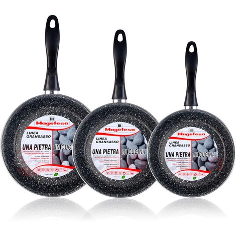 Magefesa K2 Gransasso Lot De 3 Poêles 18-20-24 Cm Induction, Antiadhésives PIERRE Gris - Gris 1 Magefesa K2 Gransasso Lot De 3 Poêles 18-20-24 Cm Induction, Antiadhésives PIERRE Gris - Gris