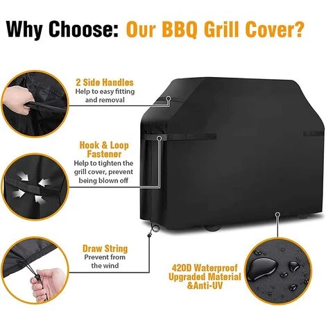 AOUGO Housses De Barbecue Housse De Barbecue étanche Coupe-vent, Indéchirable Housse De Barbecue Avec Sangles Et Sac De Rangement (145 X 61 X 117 Cm) 4 AOUGO Housses De Barbecue Housse De Barbecue étanche Coupe-vent, Indéchirable Housse De Barbecue Avec Sangles Et Sac De Rangement (145 X 61 X 117 Cm) – Image 4