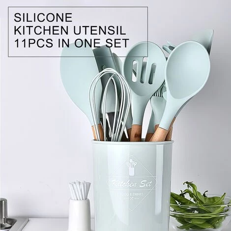 AORESAC Ustensiles De Cuisine Antiadhesifs En Silicone De Cuisine, 11 Pieces, Vert 2 AORESAC Ustensiles De Cuisine Antiadhesifs En Silicone De Cuisine, 11 Pieces, Vert – Image 2