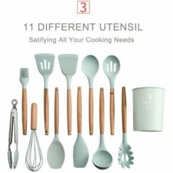 AORESAC Ustensiles De Cuisine Antiadhesifs En Silicone De Cuisine, 11 Pieces, Vert 7 AORESAC Ustensiles De Cuisine Antiadhesifs En Silicone De Cuisine, 11 Pieces, Vert -Accessoires de barbecue Soldes 58658193 3