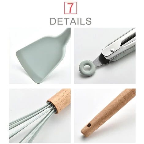 AORESAC Ustensiles De Cuisine Antiadhesifs En Silicone De Cuisine, 11 Pieces, Vert 5 AORESAC Ustensiles De Cuisine Antiadhesifs En Silicone De Cuisine, 11 Pieces, Vert – Image 5