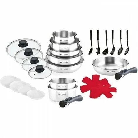 ART & CUISINE AC24BPS - Batterie De Cuisine 28 Pieces - Tous Feux Dont Induction - Inox 1 ART & CUISINE AC24BPS - Batterie De Cuisine 28 Pieces - Tous Feux Dont Induction - Inox
