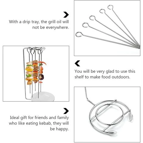 KARTOKNER Lot De 2 Brochettes Pour Barbecue En Acier Inoxydable - Avec Support De Suspension Pour Barbecue 3 KARTOKNER Lot De 2 Brochettes Pour Barbecue En Acier Inoxydable - Avec Support De Suspension Pour Barbecue – Image 3