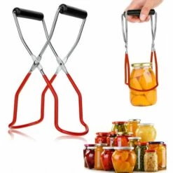 ENLENK Pinces De Bocal, Clip Anti-Brûlure, Pince À Bocal, Pinces De Levage De Bocal En Conserve En Acier Inoxydable Avec Poignée De Poignée Pour Bocaux à Conserves Chauds Et Bocaux à Conserves (rouge)