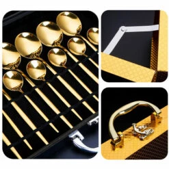 TANCYCO Ensemble De Vaisselle 24 Pièces Avec Boîte-cadeau Ensemble De Couverts De Cuisine En Acier Inoxydable Couteau Fourchette Cuillère Couverts Vaisselle Minimaliste (or Noir) 7 TANCYCO Ensemble De Vaisselle 24 Pièces Avec Boîte-cadeau Ensemble De Couverts De Cuisine En Acier Inoxydable Couteau Fourchette Cuillère Couverts Vaisselle Minimaliste (or Noir) -Accessoires de barbecue Soldes 59191701 3