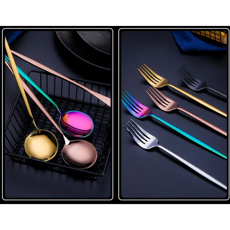 TANCYCO Ensemble De Vaisselle 24 Pièces Avec Boîte-cadeau Ensemble De Couverts De Cuisine En Acier Inoxydable Couteau Fourchette Cuillère Couverts Vaisselle Minimaliste (or Noir) 4 TANCYCO Ensemble De Vaisselle 24 Pièces Avec Boîte-cadeau Ensemble De Couverts De Cuisine En Acier Inoxydable Couteau Fourchette Cuillère Couverts Vaisselle Minimaliste (or Noir) – Image 4