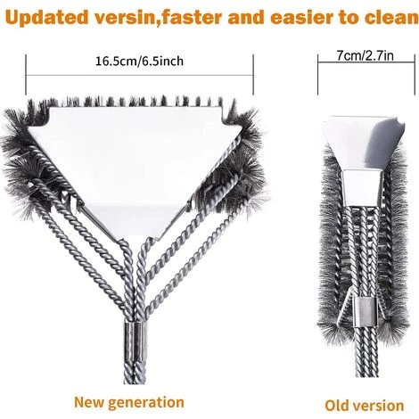 AOUGO Brosse à Barbecue, Brosse De Nettoyage à 3 Branches En Acier Inoxydable, Brosse Avec Grattoir En Polypropylène, Isolation Thermique, Poignée, Nettoyage Efficace Pour Grilles 4 AOUGO Brosse à Barbecue, Brosse De Nettoyage à 3 Branches En Acier Inoxydable, Brosse Avec Grattoir En Polypropylène, Isolation Thermique, Poignée, Nettoyage Efficace Pour Grilles – Image 4