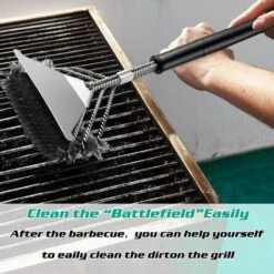 AOUGO Brosse à Barbecue, Brosse De Nettoyage à 3 Branches En Acier Inoxydable, Brosse Avec Grattoir En Polypropylène, Isolation Thermique, Poignée, Nettoyage Efficace Pour Grilles 9 AOUGO Brosse à Barbecue, Brosse De Nettoyage à 3 Branches En Acier Inoxydable, Brosse Avec Grattoir En Polypropylène, Isolation Thermique, Poignée, Nettoyage Efficace Pour Grilles -Accessoires de barbecue Soldes 59300369 5