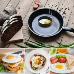 GALOZZOIT Anneau D'oeufs En Acier Inoxydable Moule à Oeufs Au Plat 6 Pièces Pour Poêle Anneaux D'oeufs Moule à Crêpes Moule à Omelette Rond Pour La Cuisson Des Oeufs, 7,5 * 2cm -Accessoires de barbecue Soldes 59853517 4