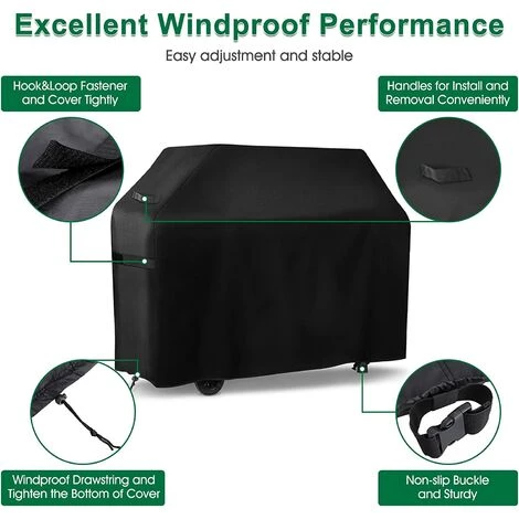 PESCE Housse Pour Barbecue,Couverture De Gril Gaz Bache De Protection Couverture Résistante Pour 420D Tissu Oxford Étanche Résistant Aux UV Et Aux Larmes, Pour Weber, Holland, Jennair Etc(150x64x119cm) 3 PESCE Housse Pour Barbecue,Couverture De Gril Gaz Bache De Protection Couverture Résistante Pour 420D Tissu Oxford Étanche Résistant Aux UV Et Aux Larmes, Pour Weber, Holland, Jennair Etc(150x64x119cm) – Image 3